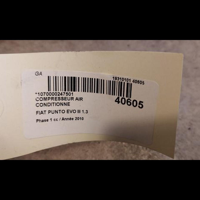 Compresseur air conditionne occasion FIAT PUNTO EVO III Phase 1 10-2009->12-2013 1.3 MULTIJET 75ch 71724084 4