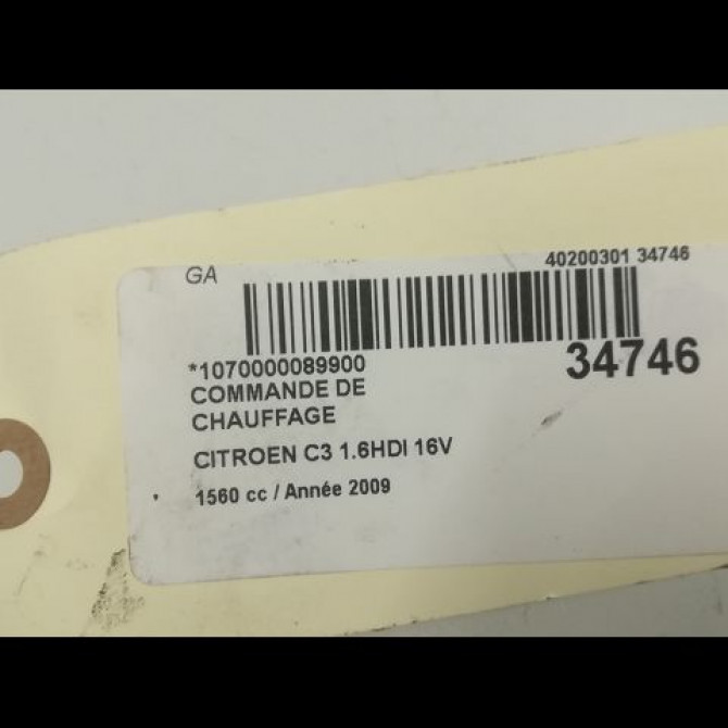 Commande de chauffage occasion CITROEN C3 I Phase 2 10-2005->12-2010 1.6 HDi 16v 92ch 6452C4 3
