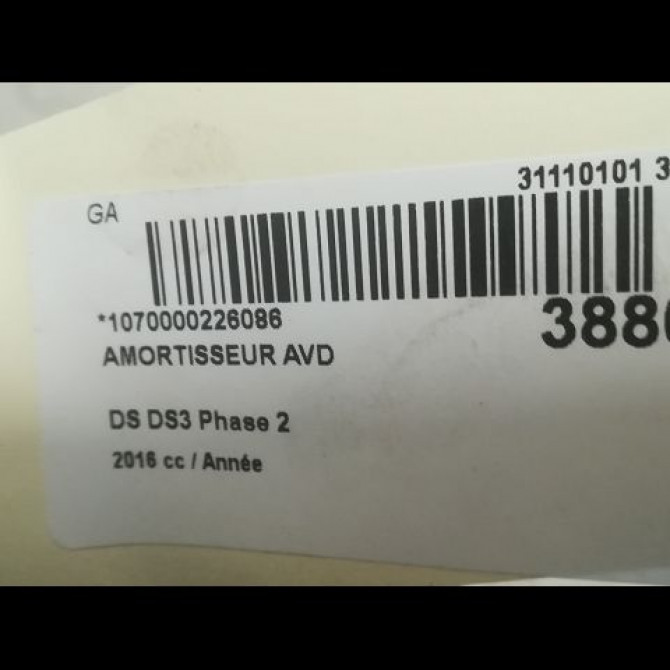 Amortisseur avant droit occasion DS DS3 Phase 2 06-2014->... 9809333980 2