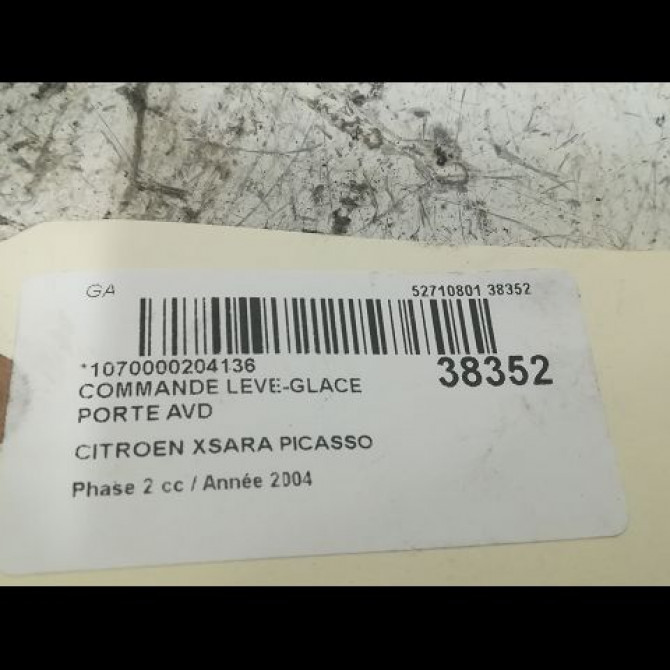 Commande lève-glace porte avant droite occasion CITROEN XSARA PICASSO Phase 2 02-2004->12-2010 1.6 HDI 110ch 3
