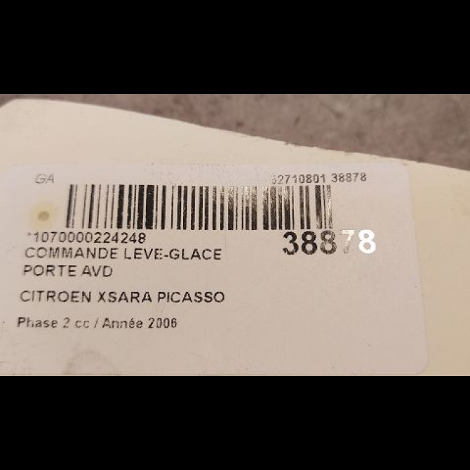 Commande lève-glace porte avant droite occasion CITROEN XSARA PICASSO Phase 2 02-2004->12-2010 1.6 HDI 110ch 3