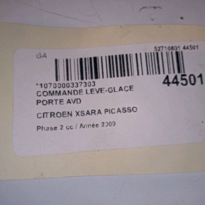 Commande lève-glace porte avant droite occasion CITROEN XSARA PICASSO Phase 2 02-2004->12-2010 1.6 HDI 110ch 3