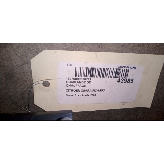 Commande de chauffage occasion CITROEN XSARA PICASSO Phase 2 02-2004->12-2010 1.6 HDI 92 ch 6451QG 3
