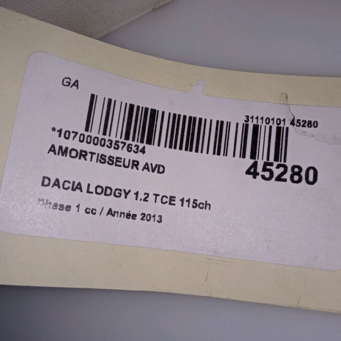 Amortisseur avant droit occasion DACIA LODGY Phase 1 01-2012->... 1.2 TCE 115ch 543028186R 5