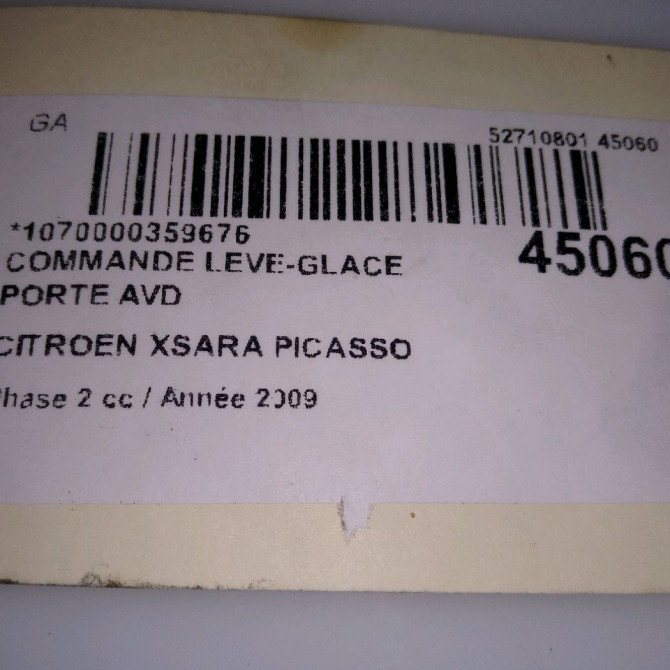 Commande lève-glace porte avant droite occasion CITROEN XSARA PICASSO Phase 2 02-2004->12-2010 1.6 HDI 92 ch 4