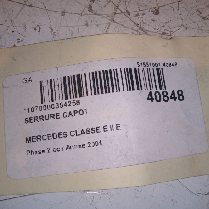 Serrure capot occasion MERCEDES CLASSE E II Phase 2 09-1999->03-2002 E 220 CDI 2108800960 4