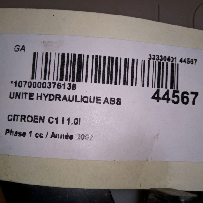 Unité hydraulique ABS occasion CITROEN C1 I Phase 1 06-2005->11-2008 1.0i 4541F5 4