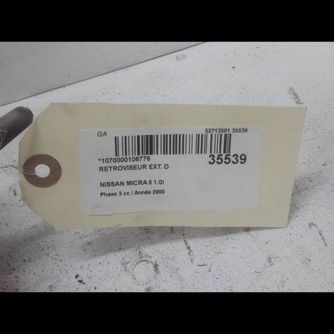 Retroviseur exterieur manuel droit occasion NISSAN MICRA II Phase 3 04-1998->12-2000 1.0i 963015F310 3