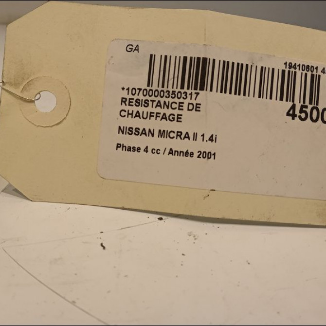 Resistance de chauffage occasion NISSAN MICRA II Phase 4 09-2000->03-2003 1.4i 3