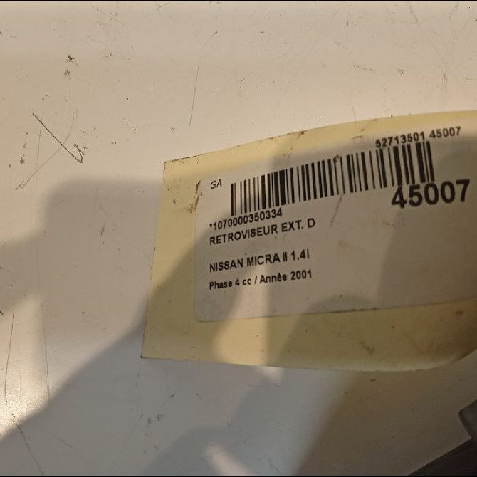 Retroviseur exterieur manuel droit occasion NISSAN MICRA II Phase 4 09-2000->03-2003 1.4i 963015F310 4