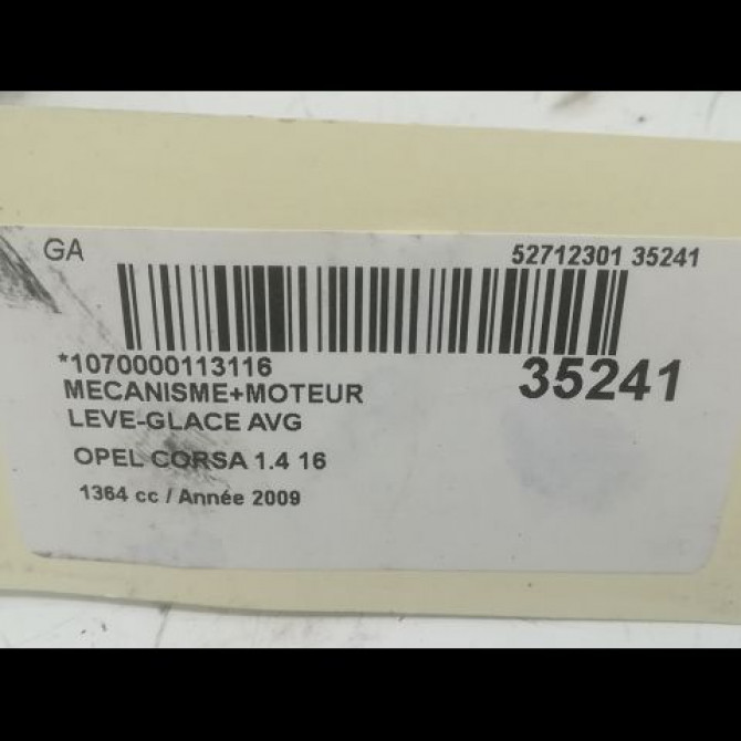 Mecanisme+moteur leve-glace avg occasion OPEL CORSA IV Phase 1 09-2006->12-2010 1.4 TWINPORT 90ch 39161986 4