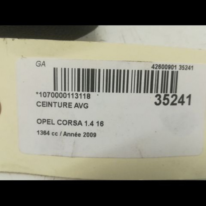 Ceinture avant gauche occasion OPEL CORSA IV Phase 1 09-2006->12-2010 1.4 TWINPORT 90ch 13290230 4