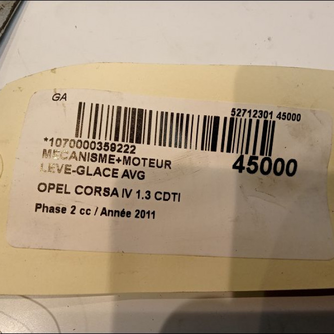 Mecanisme+moteur leve-glace avg occasion OPEL CORSA IV Phase 2 01-2011->03-2015 1.3 CDTI 75ch 39161986 3