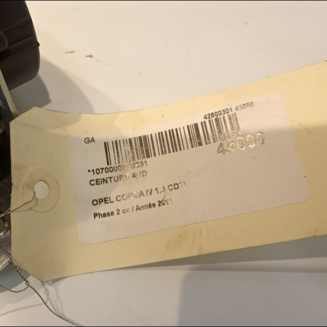 Ceinture avant droite occasion OPEL CORSA IV Phase 2 01-2011->03-2015 1.3 CDTI 75ch 13295982 2