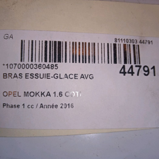 Bras essuie-glace avant gauche occasion OPEL MOKKA Phase 1 10-2012->... 1.6 CDTI 136ch 42429688 3