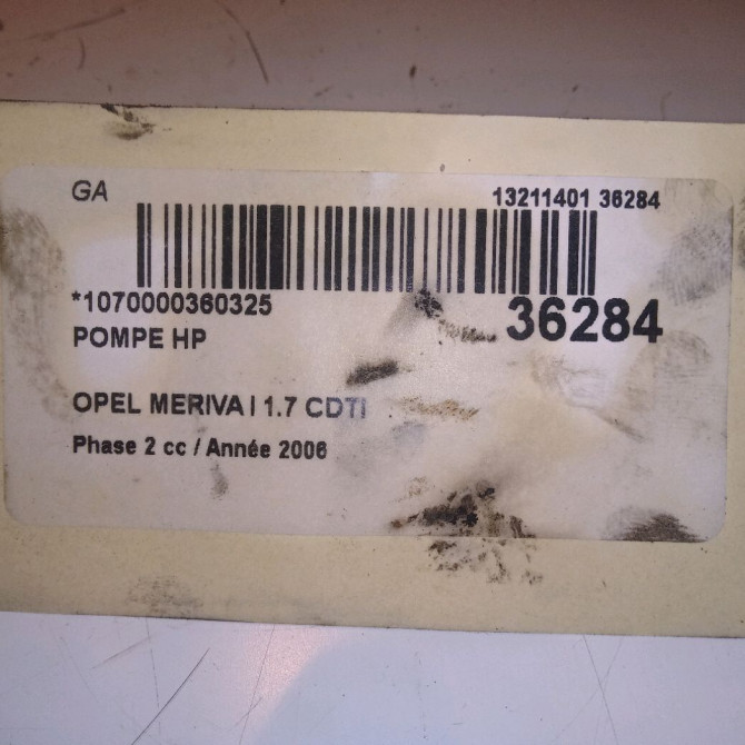 Pompe hp occasion OPEL MERIVA I Phase 2 01-2006->09-2010 1.7 CDTI 100ch 55586502 6