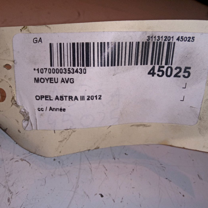 Moyeu avg occasion OPEL ASTRA IV 13583478 4