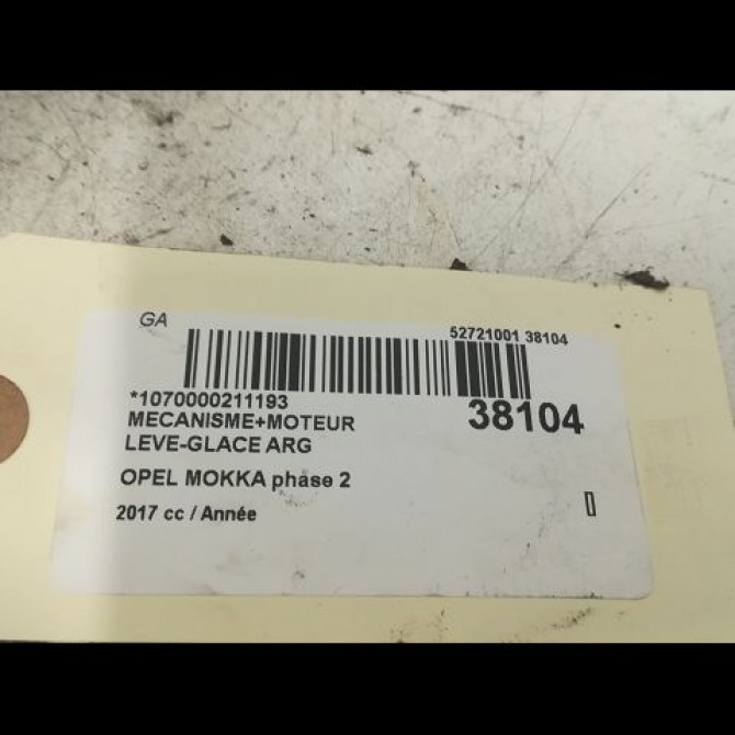 Mecanisme+moteur leve-glace arg occasion OPEL MOKKA phase 2 10-2016->... 25984333 3