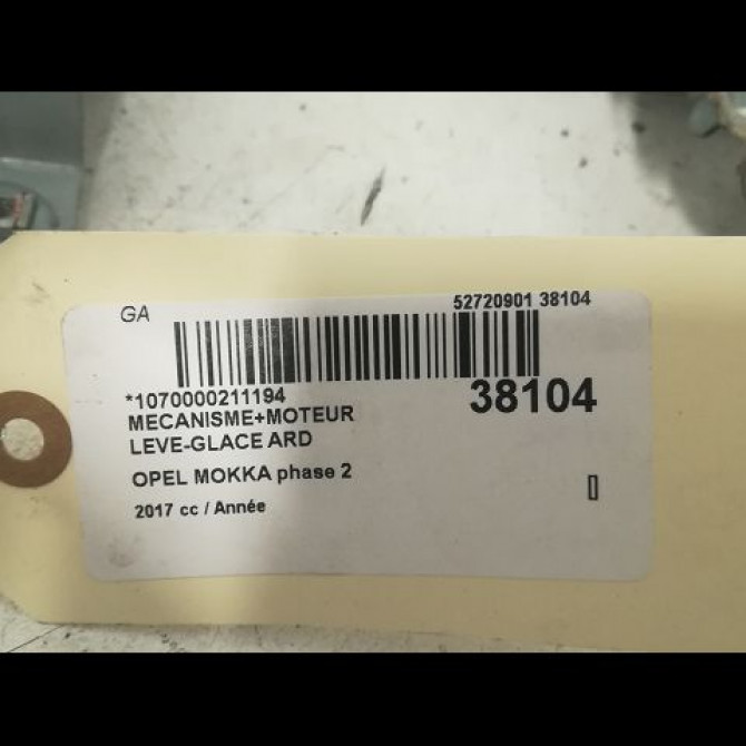 Mecanisme+moteur leve-glace ard occasion OPEL MOKKA phase 2 10-2016->... 25984334 3