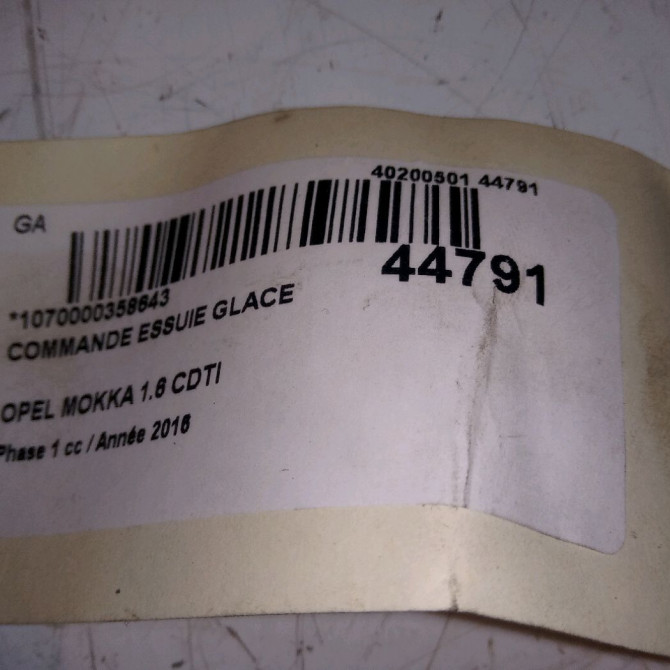 Commande essuie glace occasion OPEL MOKKA Phase 1 10-2012->... 1.6 CDTI 136ch 95442050 4