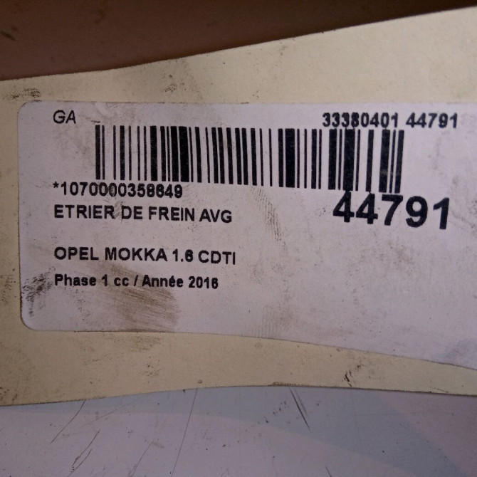Etrier de frein avant gauche occasion OPEL MOKKA Phase 1 10-2012->... 1.6 CDTI 136ch 4
