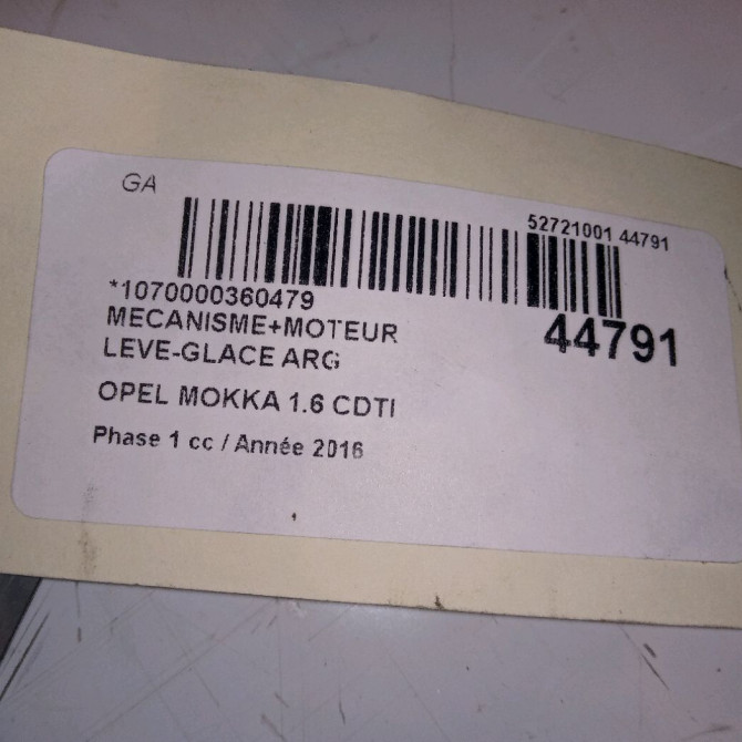 Mecanisme+moteur leve-glace arg occasion OPEL MOKKA Phase 1 10-2012->... 1.6 CDTI 136ch 25984333 5