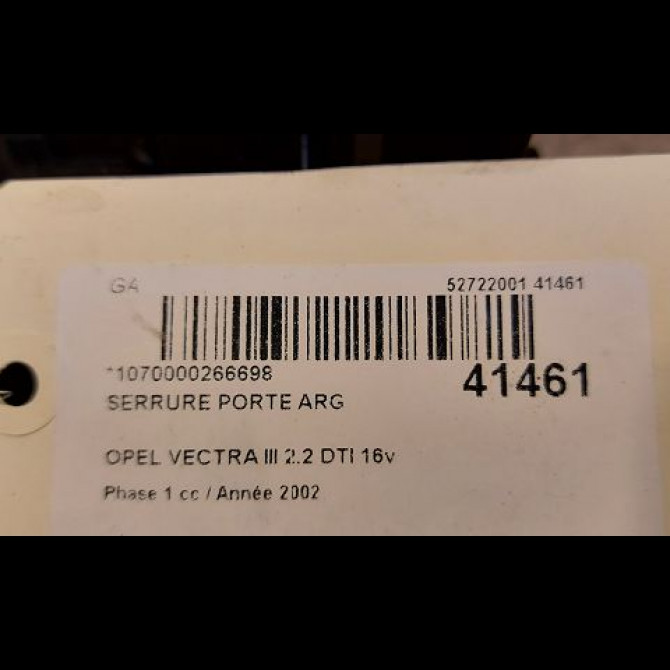 Serrure porte arg occasion OPEL VECTRA III Phase 1 06-2002->10-2005 2.2 DTI 16v 125ch 13210760 3