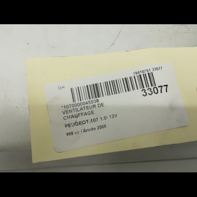 Ventilateur de chauffage occasion PEUGEOT 107 Phase 1 06-2005->12-2008 1.0i 12v 1608174880 4