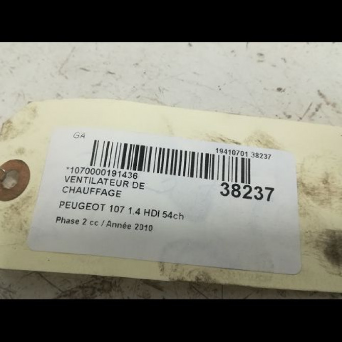 Ventilateur de chauffage occasion PEUGEOT 107 Phase 2 01-2009->01-2012 1.4 HDI 54ch 1608174880 3