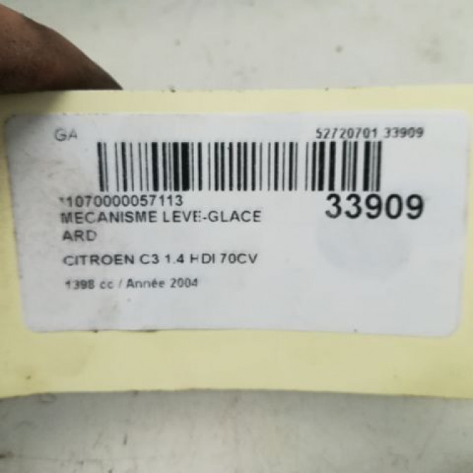 Mecanisme leve-glace arrière droit occasion CITROEN C3 I Phase 1 04-2002->10-2005 1.4HDI 8v 70ch 922475 4