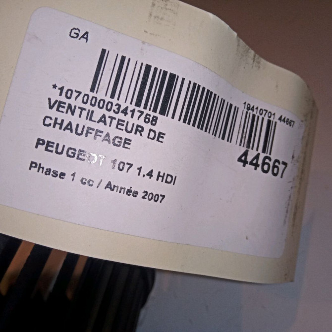 Ventilateur de chauffage occasion PEUGEOT 107 Phase 1 06-2005->12-2008 1.4 HDI 1608174880 5