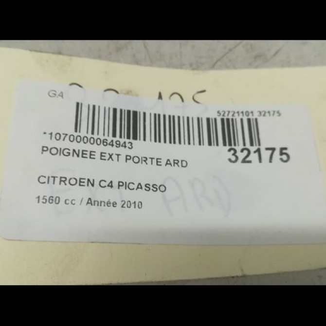 Poignee ext porte ard occasion CITROEN C4 PICASSO I Phase 1 01-2007->10-2013 1.6 HDi 16v 110ch 9101GH 4