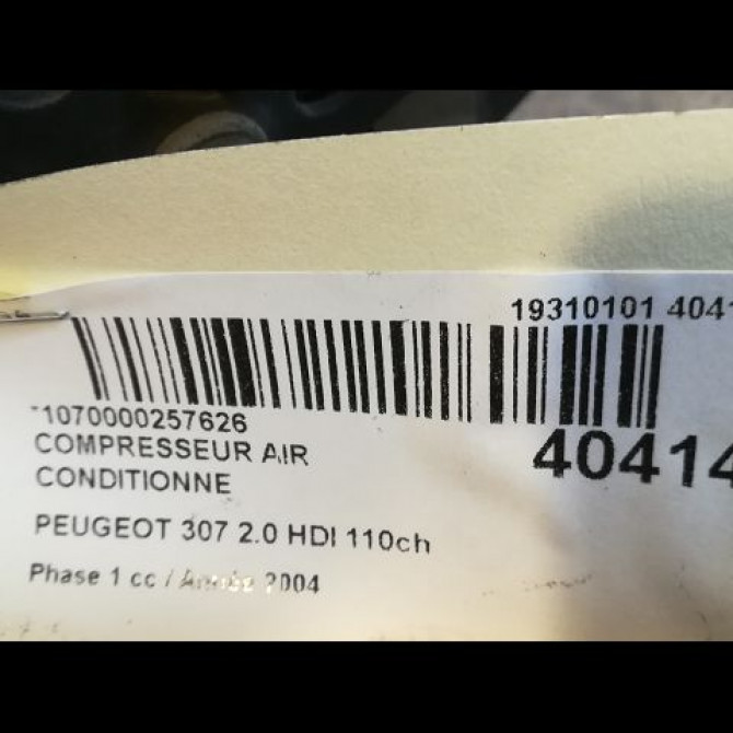 Compresseur air conditionne occasion PEUGEOT 307 Phase 1 04-2001->06-2005 2.0 HDI 110ch 6453KW 4