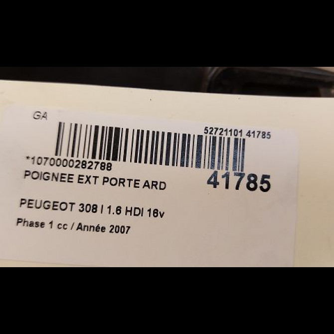 Poignee ext porte ard occasion PEUGEOT 308 I Phase 1 09-2007->03-2011 1.6 HDI 16v 110ch 9101GH 3