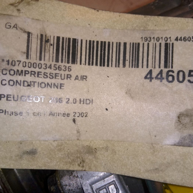 Compresseur air conditionne occasion PEUGEOT 206 Phase 1 09-1998->03-2009 2.0 HDI 6453KW 5
