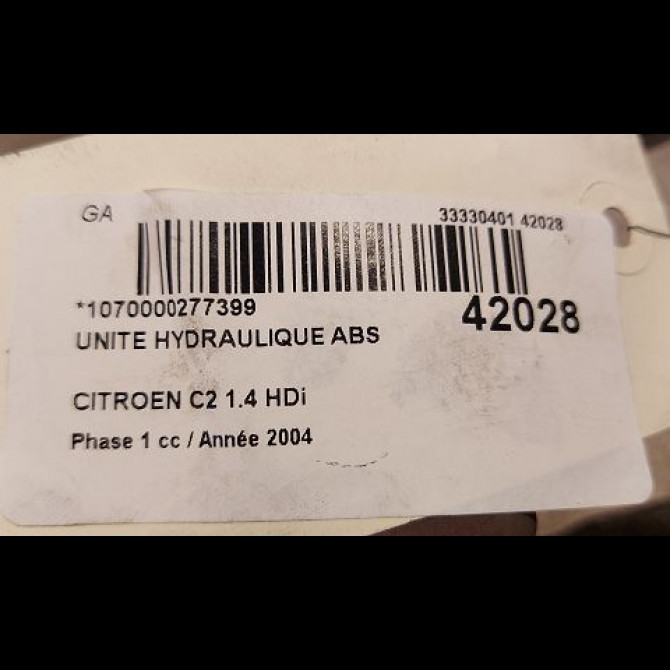 Unité hydraulique ABS occasion CITROEN C2 Phase 1 09-2003->10-2008 1.4 HDi 4541G4 4