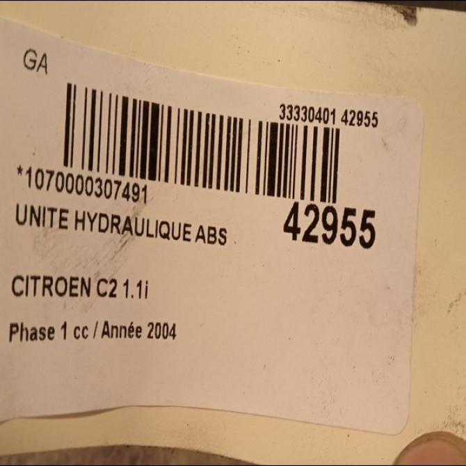 Unité hydraulique ABS occasion CITROEN C2 Phase 1 09-2003->10-2008 1.1i 4541G4 4
