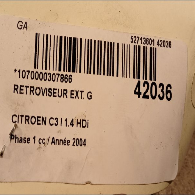 Retroviseur exterieur gauche occasion CITROEN C3 I Phase 1 04-2002->10-2005 1.4 HDi 8149FG 3