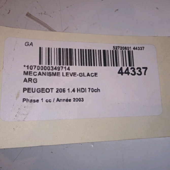 Mecanisme leve-glace arrière gauche occasion PEUGEOT 206 Phase 1 09-1998->03-2009 1.4 HDI 70ch 922351 4