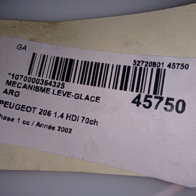 Mecanisme leve-glace arrière gauche occasion PEUGEOT 206 Phase 1 09-1998->03-2009 1.4 HDI 70ch 922351 4