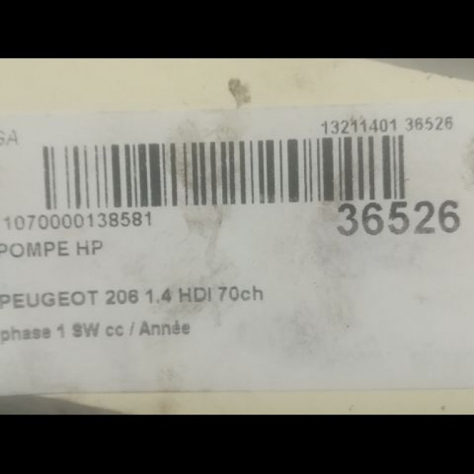 Pompe hp occasion PEUGEOT 206 206 phase 1 SW 2002-06-01->2006-12-31 1.4 HDI 70ch 1920EC 4