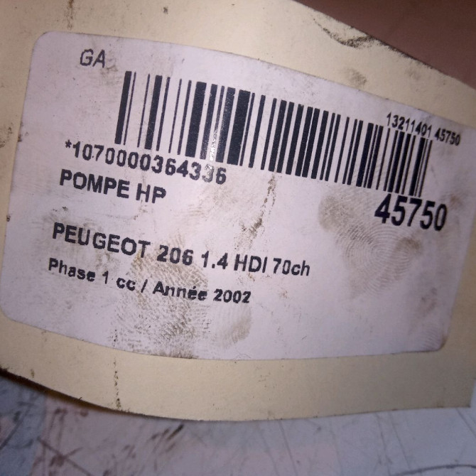 Pompe hp occasion PEUGEOT 206 Phase 1 09-1998->03-2009 1.4 HDI 70ch 1920EC 5