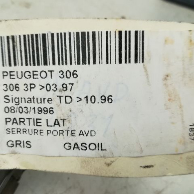 Serrure porte avd occasion PEUGEOT 306 Phase 1 09-1994->03-1997 9136J1 4