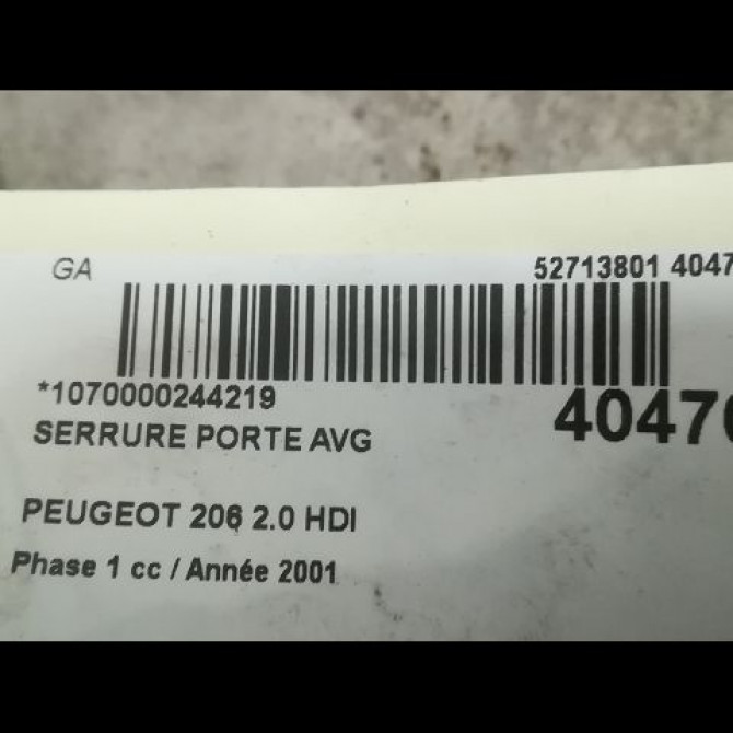 Serrure porte avg occasion PEUGEOT 206 Phase 1 09-1998->03-2009 2.0 HDI 9135H3 3