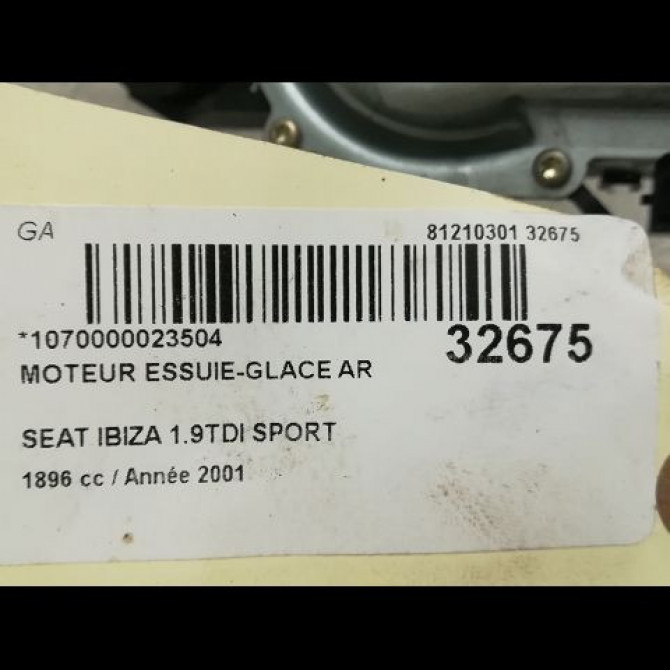 Moteur essuie-glace arrière occasion SEAT IBIZA II Phase 3 09-1999->03-2002 1.9 TDI 110ch 6K6955711C 5