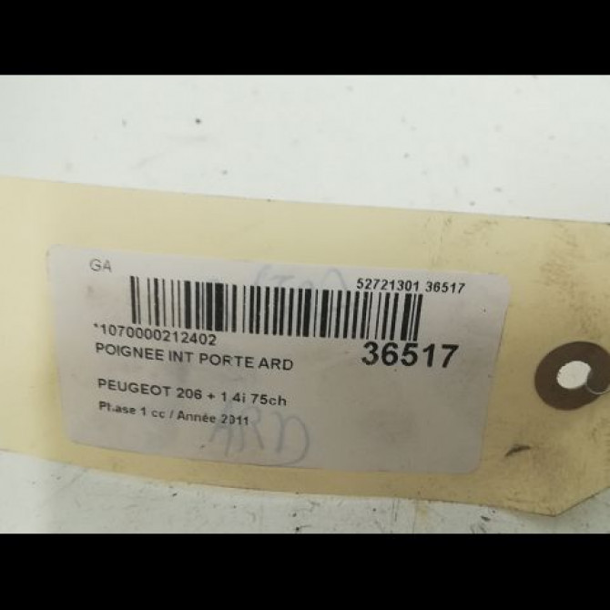 Poignee int porte ard occasion PEUGEOT 206 + Phase 1 03-2009->05-2013 1.4i 75ch 914480 3