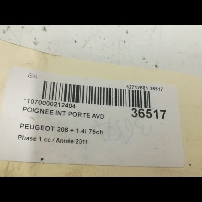 Poignee int porte avd occasion PEUGEOT 206 + Phase 1 03-2009->05-2013 1.4i 75ch 914480 3