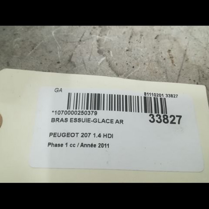 Bras essuie-glace arrière occasion PEUGEOT 207 Phase 1 04-2006->06-2013 1.4 HDI 6429AR 2