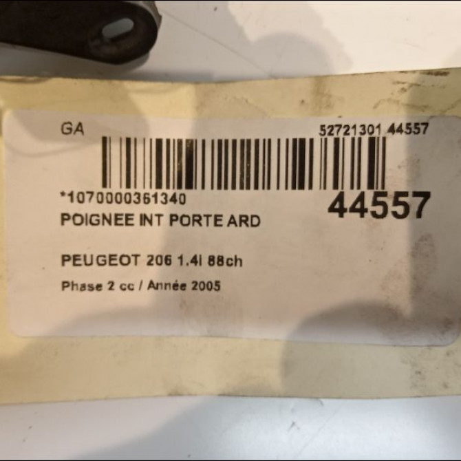 Poignee int porte ard occasion PEUGEOT 206 Phase 2 02-2003->02-2009 1.4i 88ch 914480 2