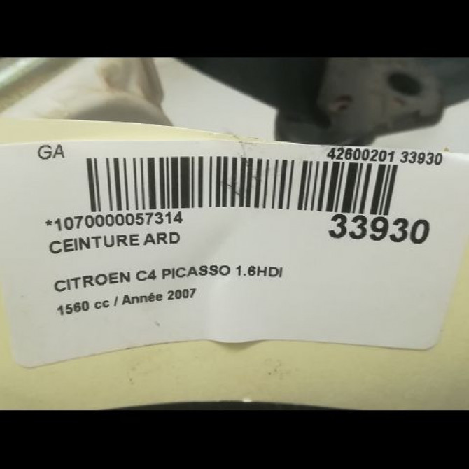 Ceinture arrière droite occasion CITROEN C4 PICASSO I Phase 1 01-2007->10-2013 1.6 HDi 16v 110ch 8974XL 4